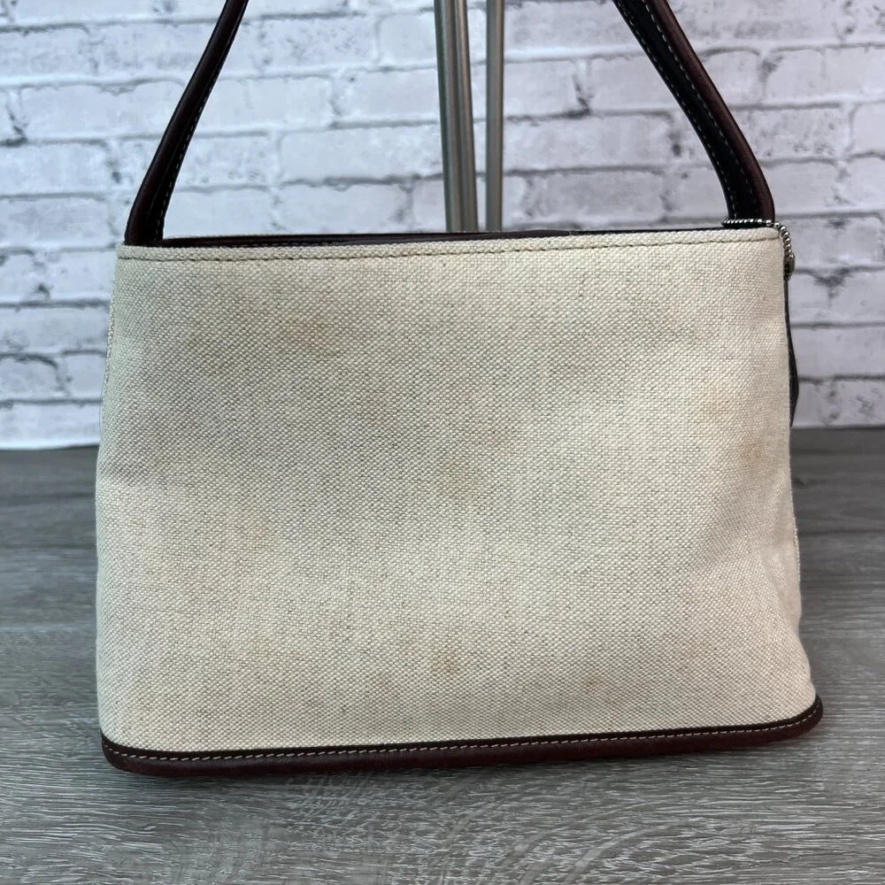Vintage Coach Shoulder Bag 6181 Ivory Brown Canvas/Leather - Picture 3 of 7
